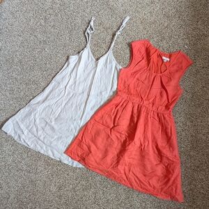Summer Dress Bundle - J. Crew Coral Linen Sundress + Italian Linen Sundress